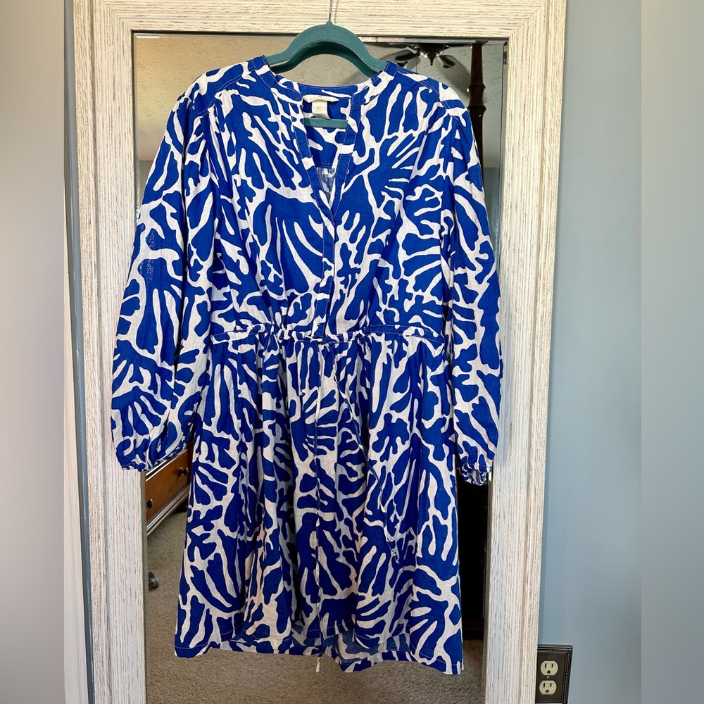 H&M blue and white drawstring dress looks like Oliphant! Size M.
